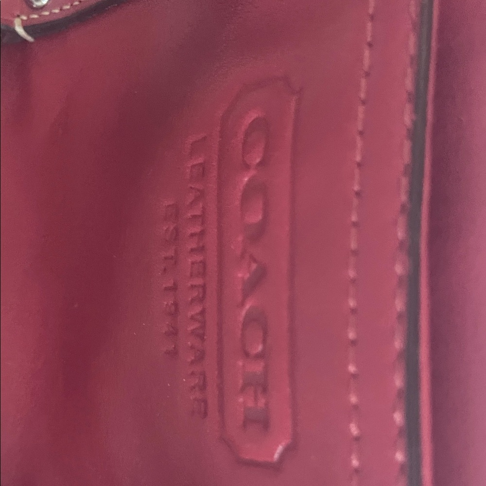 Coach Red Leather Shoulder Bag with Silver Hardware - Picture 3 of 6